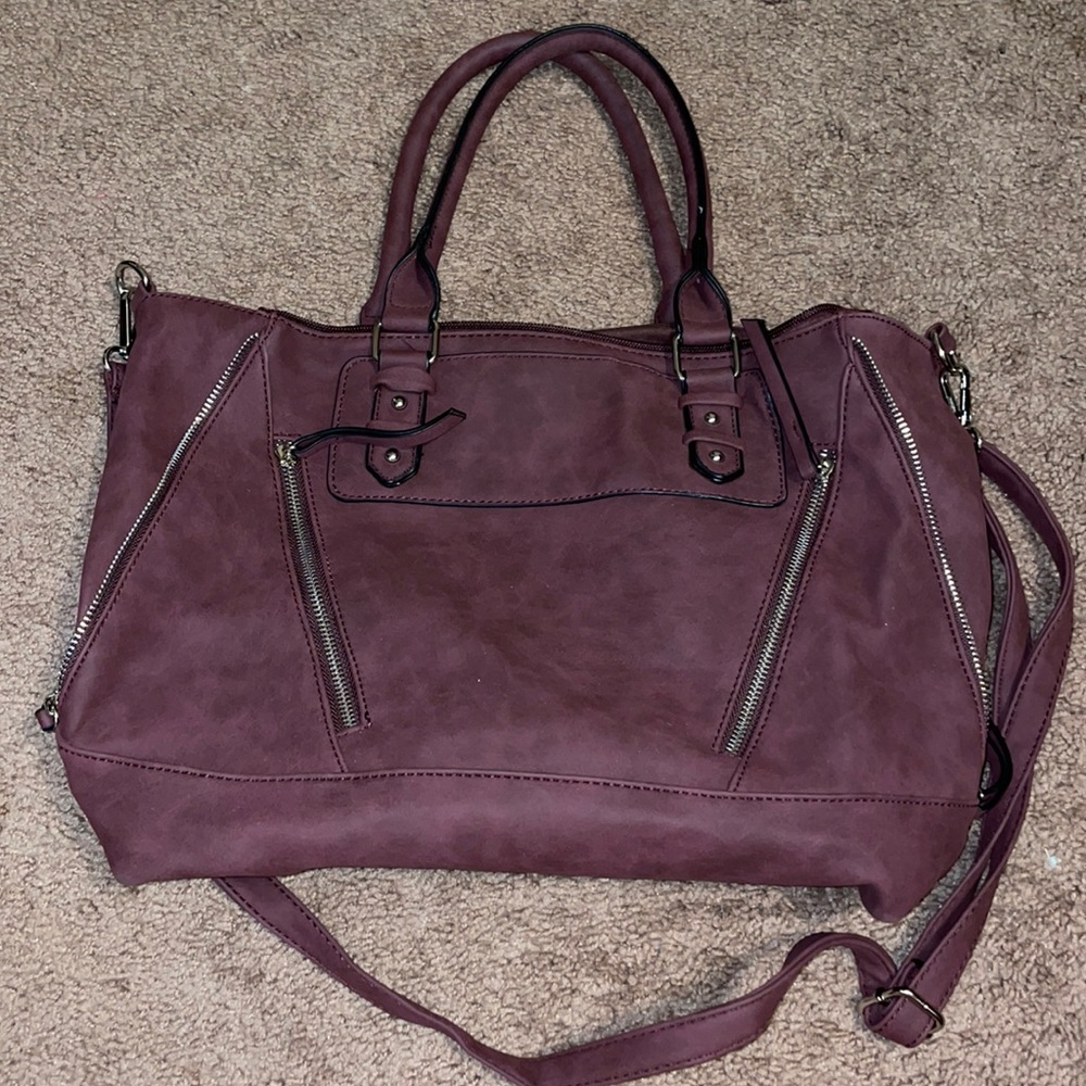 Burgundy side and shoulder purse